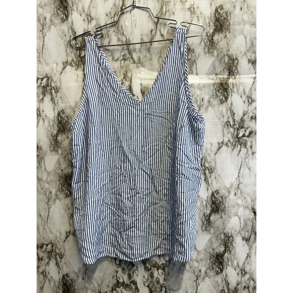 Old Navy striped tank blouse blue and white Women size L - Picture 1 of 4